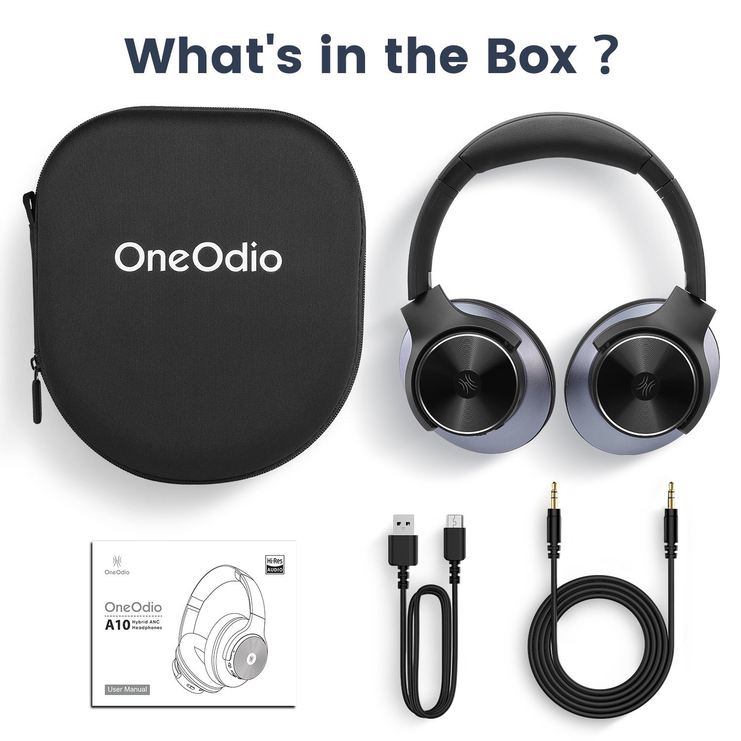 OneOdio A10 Hybrid Active Noise Cancelling Headphones [62 Hrs Playtime]  Wireless Bluetooth Over Ear Headphones with Hi-Res Audio, Transparency  Mode